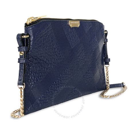 Burberry Peyton Check Embossed Leather Clutch Bag 